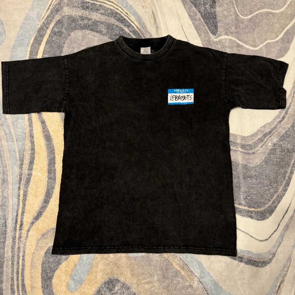 VETEMENTS Black My Name Is Vetements Tshirt Mens Size Large